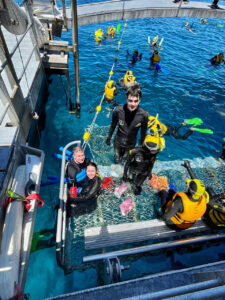 One of AccessibleOz's clients at the Quicksliver Outer Reef Cruise