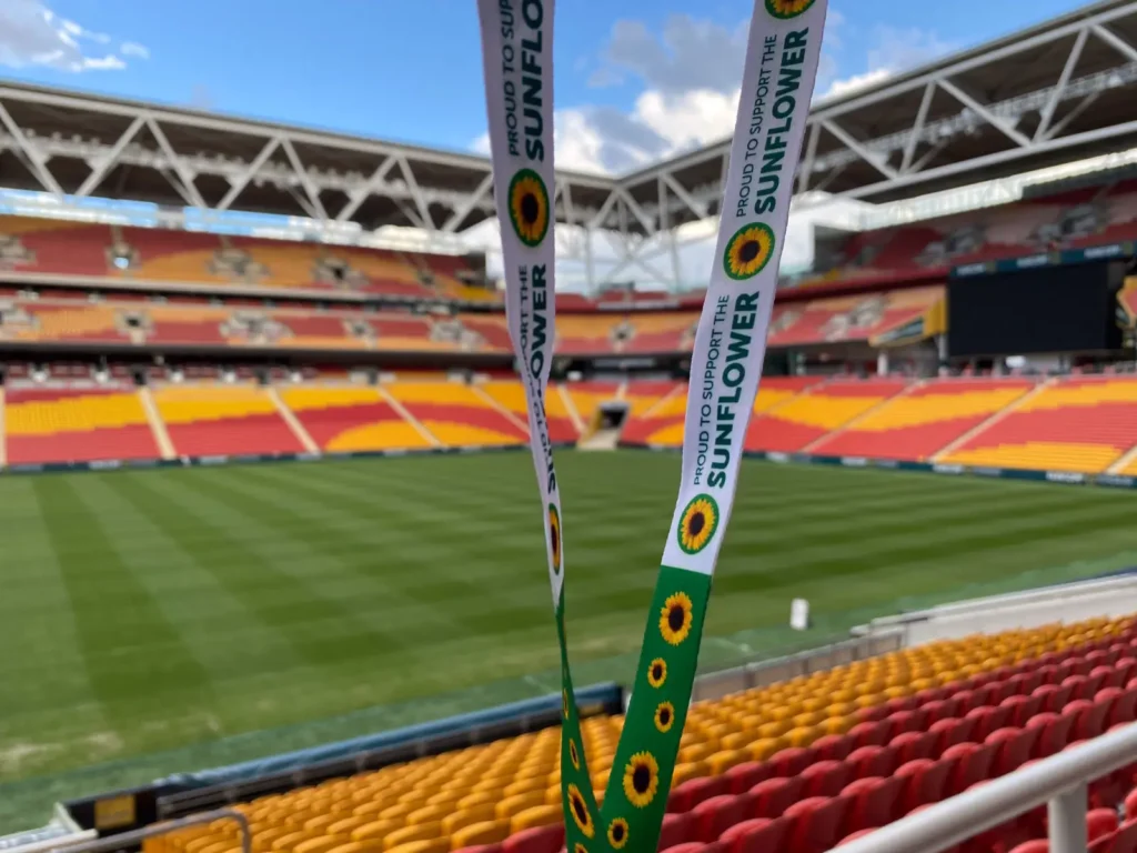 Sunflower lanyard at the Suncorp Stadium